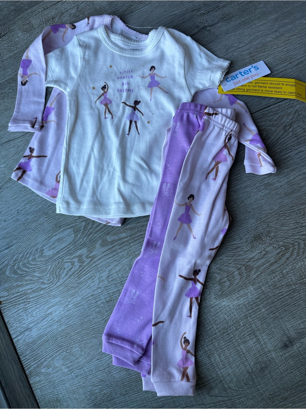 Carter's Purple and White Ballerina Pajama Set 2 pairs brand new 18 months